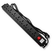 전기 1U PDU 8 콘센트 금속 전원 스트립 서지 보호기 긴 연장 코드 포함 250V 10A 2500W 19 인치 서버 랙, 한개옵션1, 한개옵션0
