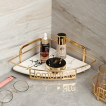 WARM가정용 세면대 화장실 정리대 모서리 골드프레임 2단 마블트레이 화장품정리대, C개