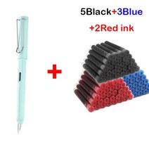 만년필선물 저가 11Pcs 만년필 혼합 잉크 세트 EF 0.38mm 팁 블랙/블루/레드 교체 가능한 사무실 쓰기 문구, 12 Lightblue-Mixed ink, 한개옵션1
