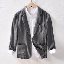 남성 린넨자켓 봄 여름 재킷 얇은 캐주얼 정장 마이 멀티 포켓 여름 리넨 캐주얼 블레이저 편안한 코튼 스
