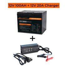 자동차 교체 대용량 Jsdsolar 전체 용량 12V 100Ah LiFePO4 배터리 팩 내장 100A BMS 6000 + 딥 사이클 백업 전원 캠핑카 RV 태양광 시스템용, CHINA_충전기 추가