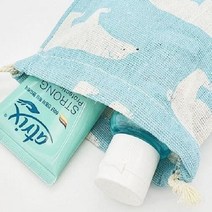 오너클랜 린넨 파우치 면 이너백 더스트백 복주머니 파란곰 중_WA968E9