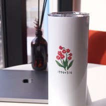 탄생화 텀블러 텀블러 주문제작 생일 선물 스테인레스 포토 보온보냉 텀블러, 흰 앵초, 가로형, 문구 추가 원함(요청사항에 기입)
