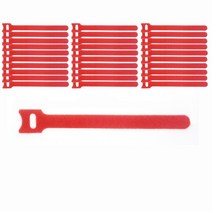 벨크로타이 전선정리 T자형 빨강색 12*150mm 200개, 200pcs