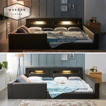 모건리빙 BEST 로엘 LED 패밀리 침대 1인형 오픈형 가드형 둥지형, 04_로엘 둥지형 LED 침대 Q+SS(다크그레이)