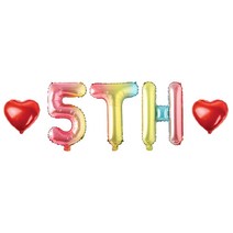 5TH 숫자 알파벳 하트 풍선 세트, 03.레인보우 5TH