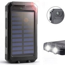태양광 보조배터리 50000mAh 태양 보조베터리 휴대용 방수 외부 배터리 SOS LED 빛 야외 여행 삼성 호환 Xiaomi, [01] 30001 mAh-50000 mAh, [02] black