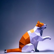 41cm 앉아서 노는 귤 고양이 페이퍼크래프트 DIY 종이접기 장식 소품, 귤고양이가 앉다