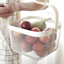 이케아철제바구니 리사토르프 바스켓 철망 다용도 수납 바구니 우드손잡이, 블루