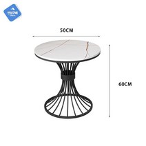 대리석 코너테이블 거실 정리 골드 사이드 원형 침실, 완제품, 지름 50cm 높이 60블랙풋+화이트골드 테이블