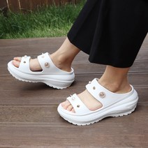 발캉스 여성용 키높이 6cm 소프트 통굽 블링 샌들 슬리퍼 ss107