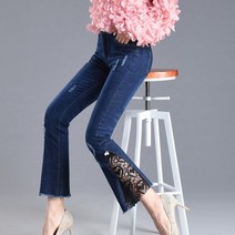 G123657_(미친스판) 밑단레이스 진주 스판청바지 0.2932ea