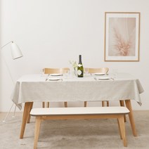 별빛감성 린넨 코팅 및 방수 테이블보 식탁보, 연그레이, 6인 (130x200cm)