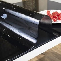 부드러운 유리 식탁보 투명 PVC 테이블 천 방수 내유 주방 식탁 커버 부드러운 실리콘 책상 매트 카펫, Black+80 x 100cm