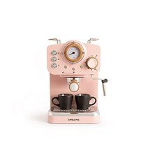 Besuche den CREATE-Store 커피머신 가정용 CREATE / THERA RETRO 익스프레스 커피 머신 에스프레소 라떼 & 카푸치노 레드 원두커피 ESE 1회분, 핑크-우드