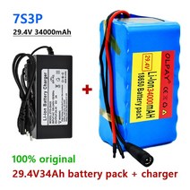 차량용인버터 고용량 점프케이블 배터리 29.4V 34Ah 7s3p 18650 리튬 24v 34000mAh 전기 자전거 바이크 오토바이 이온 팩 2A 충전기, [03] 금, 1개