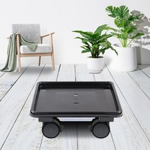 화분월드 튼튼한 인테리어 정사각 이동식 화분받침대, 다크블랙 클래식