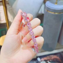 [케이로] 161807 럭셔리 전체 다이아몬드 옐로우/핑크 지르콘 팔찌 여성 패션 핑크 크리스탈 쥬얼리 도매