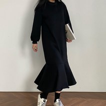 퍼스트클로 여성빅사이즈벨벳 스웨터 피쉬 테일 롱원피스_GRM2017