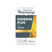 Vitarmonyl Vitarmonyl -Ginseng Plus -Ginseng 추출물 비타민 C 및 B5를 기반으로 한 식품 보조제 - 피곤함 - 성능 향상 - 40 캡슐 팩, 2개
