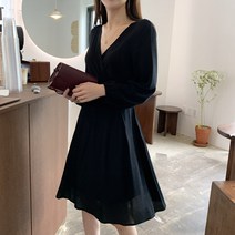 바이퀸즈 브이넥 랩 원피스