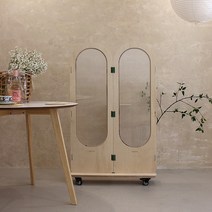 다빈 폴리 자작나무 이동형 바퀴 낮은 2단 파티션 (1200) 까페 사무실 칸막이 인테리어 가림막 가벽, 혼합색상