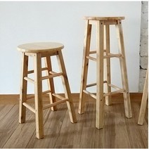 원목 고무나무 홈 바의자 원형 스툴 조립식 우드색 의자, 60cm