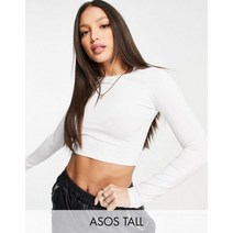 ASOS DESIGN 화이트 컬러의 긴 소매 톨 핏 크롭 티셔츠