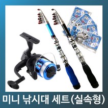 미니 낚시대 세트 유터용 좌대용 방파제 알파낚시, 150/blue, DM2000릴(원줄포함)+12호묶음추x4