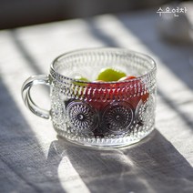 수요연차 요거트볼 시리얼볼 두툼한 엔틱 유리볼 2P 세트, 해바라기 요거트볼 2P세트