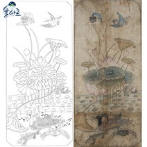 어해화조도 민화 도안 본그림 민화그리기 공모전 취미 원데이클래스 수업자료 컬러링 민화본, 일반용지(얇은 백상지), 원본 사이즈(추천)