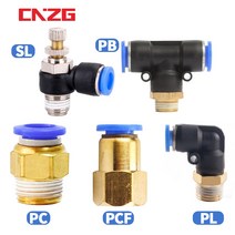 호스어댑터 공압 에어 커넥터 피팅 PC PCF/PL/PLF 4mm 6mm 8mm 나사 1/8 1/4 3/8 1/2 호스 파이프 퀵, [14] 10-02, [06] PLF