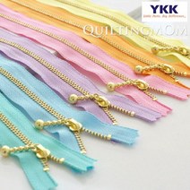 퀼팅맘 YKK지퍼 금색자크 파스텔톤 (물방울), 10.골드지퍼 물방울 파스텔 스카이[30cm]