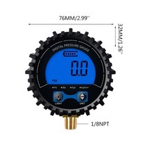 압력게이지 디지털 타이어 압력 게이지 1/4 인치 1/8 0-255PSI 손전등 포함 자동차 트럭 차량 자전거, 07 0-200Psi 1-8 B