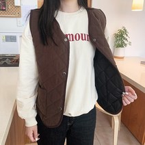 티데일리 여성용 펌다이아 퀼팅 조끼 캐주얼 누빔 베스트