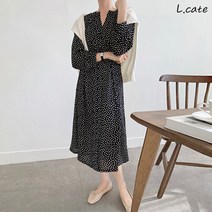 엘케이트 여성 원피스 LNST104 브이넥 플라워 패턴 롱 드레스