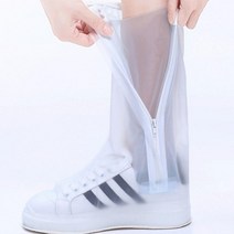 비올때신는 신발 방수 커버 신발위에신는 장마용 지퍼 롱 장화, 브라운ㅡM