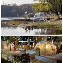 투명텐트 원터치 몽골 돔 바람막이 옷상 보온 천막, (문라이트 그레이) 육면체 별텐 +투명창+비닐