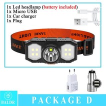 BALDR 휴대용 COB LED 전조 등 내장 배터리 USB 충전식 미니 토치 라이트 야외 조명 캠핑, 04 D Packing_02 EU