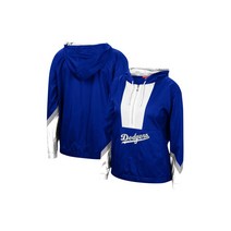 MITCHELL & NESS 여성용 Mitchell Ness Royal Los Angeles Dodgers 윈드브레이커 2.0 하프 지퍼 후디 재킷 135206