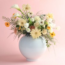 백자 도자기 달항아리 S 소품 장식 오브제 화병, 유광