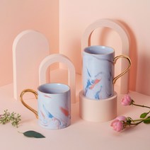 까사무띠 이태리 골드링 마블 머그컵 450ml 9color, 그린