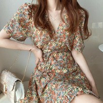 2컬러 쉬폰소재 플라워패턴 사선 미디 원피스 가을패션 롱스커트 데이트룩 여름코디 하객룩 봄스타일링
