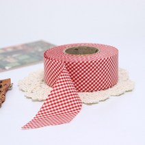 (슈슈룸) 3.5cm 면 선염체크 바이어스테이프 20마 -레드