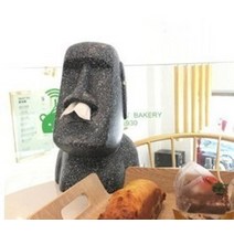 동물 조형물 참신 모아이 종이 타월 상자 부활절 섬 모놀리스 동상 성격 돌 그림 조각 티슈 홀더 재미있는 냅킨 케이스, 검은색