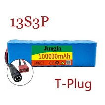 스쿠터 전동 13s3p 48V 100Ah 1000W 100000mah 리튬 이온 배터리 팩 전기 자전거 스쿠터 BMS 및 충전기, 03 T-Plug