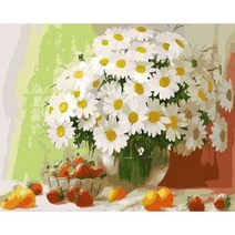 리빙듀오 DIY 쉬운 명화 유화그리기 세트 A-213 하얀 꽃 화병 중형 40x50