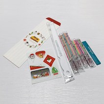 케익칼세트(크리스마스 리스) 칼봉투+생일초+케익칼+성냥+종이픽