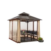 조립식 파고라 테라스 루프탑 우드 전원주택 빌라 홈, 2.6x2.6m-삼면좌석+거즈커튼
