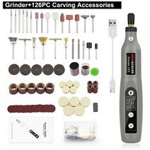 탁상그라인더 충전 무선 에어 소형 그라인더 속도조절 면갈이 Newacalox 미니 기계 usb 가변 속도 회전 도구 키트 나무 diy 전동 도구 샌딩연마, 126pc gy 그라인더